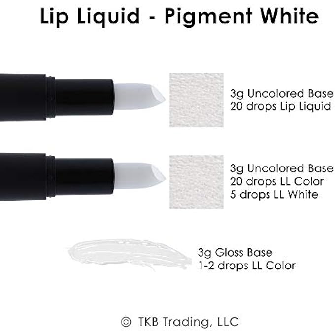 TKB Trading, LLC LIP LIQUID COLOR|LIQUID LIP COLOR FOR GLOSS BASE, DIY LIP GLOSS, PIGMENTED LIP GLOSS AND LIPSTICK COLORANT, MOISTURIZING, MADE IN USA (1FLOZ (30ML), PIGMENT WHITE) - Image 2